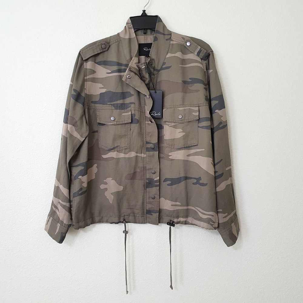 Rails Collins Sage Camo Linen Jacket Women's Size… - image 2